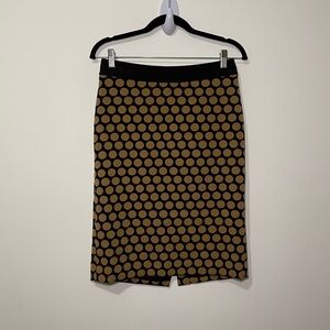 Talbots women’s Black and Brown Polka dot pencil Skirt in size US 2